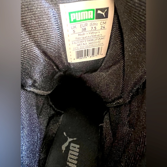 Puma Sky sky wedge suade sneakers black gold interior wedge size 7.5 womens shoe - Picture 5 of 9